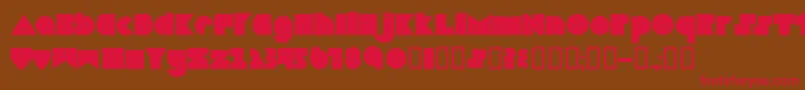 フォントBoredom – 赤い文字が茶色の背景にあります。