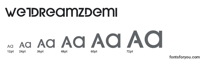 Размеры шрифта WetDreamzDemi