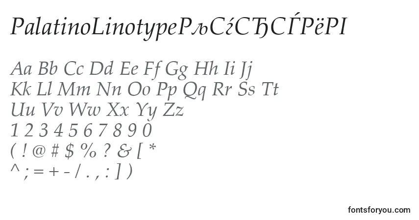 A fonte PalatinoLinotypeРљСѓСЂСЃРёРІ – alfabeto, números, caracteres especiais