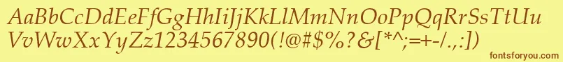 PalatinoLinotypeРљСѓСЂСЃРёРІ Font – Brown Fonts on Yellow Background