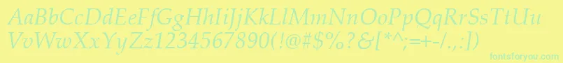 PalatinoLinotypeРљСѓСЂСЃРёРІ Font – Green Fonts on Yellow Background
