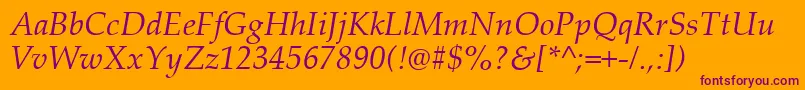 PalatinoLinotypeРљСѓСЂСЃРёРІ Font – Purple Fonts on Orange Background