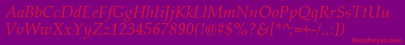 PalatinoLinotypeРљСѓСЂСЃРёРІ Font – Red Fonts on Purple Background