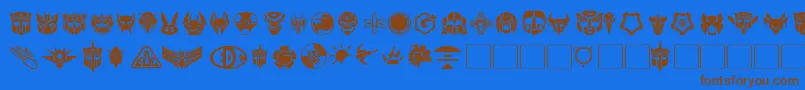 フォントTransdings – 茶色の文字が青い背景にあります。