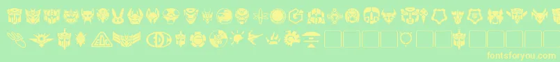 Transdings Font – Yellow Fonts on Green Background