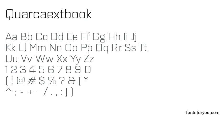 A fonte Quarcaextbook – alfabeto, números, caracteres especiais
