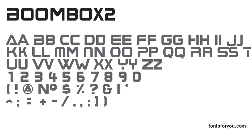 Czcionka Boombox2 – alfabet, cyfry, specjalne znaki