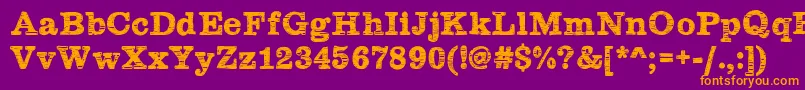 Plateaux-Schriftart – Orangefarbene Schriften auf violettem Hintergrund