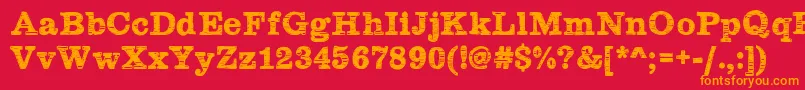 Plateaux-Schriftart – Orangefarbene Schriften auf rotem Hintergrund