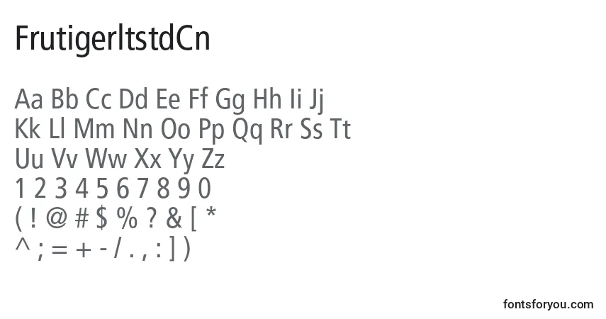 A fonte FrutigerltstdCn – alfabeto, números, caracteres especiais