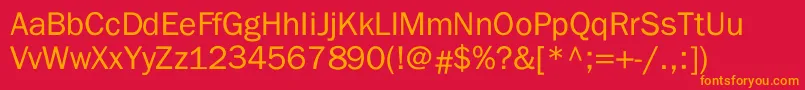 フォントFranklingothic – 赤い背景にオレンジの文字