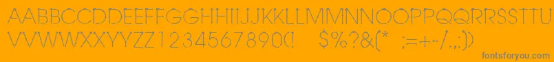 Linotypeschachtelhalm-Schriftart – Graue Schriften auf orangefarbenem Hintergrund