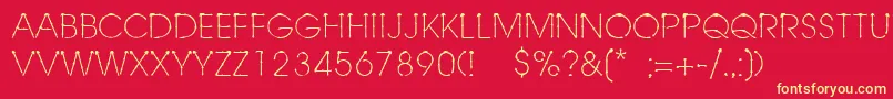 Linotypeschachtelhalm-Schriftart – Gelbe Schriften auf rotem Hintergrund