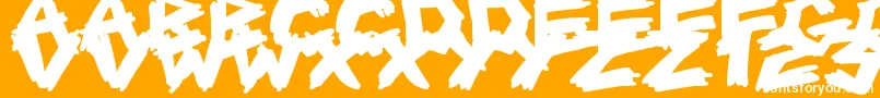 ScrapbookScribblers-Schriftart – Weiße Schriften auf orangefarbenem Hintergrund