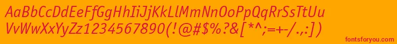 OfficinasansattItalic Font – Red Fonts on Orange Background
