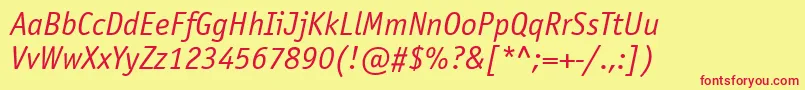 OfficinasansattItalic Font – Red Fonts on Yellow Background