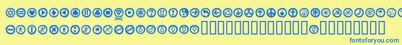 Alesignswhitell-fontti – siniset fontit keltaisella taustalla