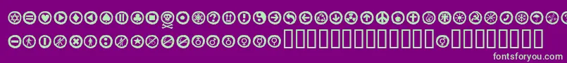 フォントAlesignswhitell – 紫の背景に緑のフォント