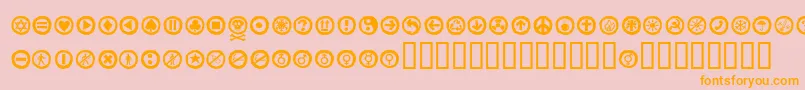 フォントAlesignswhitell – オレンジの文字がピンクの背景にあります。