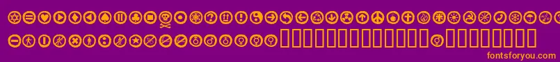 Alesignswhitell-fontti – oranssit fontit violetilla taustalla