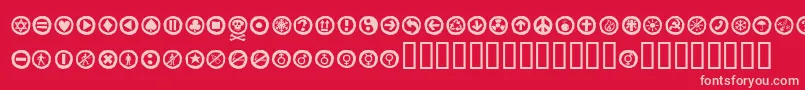 Alesignswhitell-fontti – vaaleanpunaiset fontit punaisella taustalla