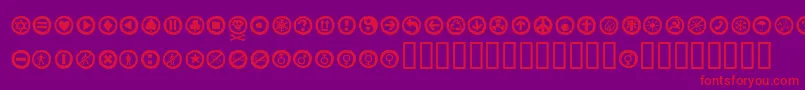 Alesignswhitell-Schriftart – Rote Schriften auf violettem Hintergrund
