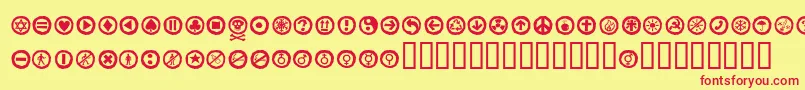 Alesignswhitell-fontti – punaiset fontit keltaisella taustalla