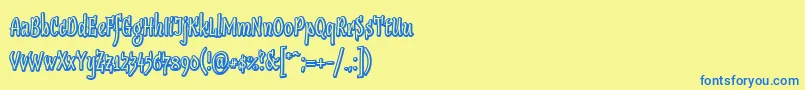 Sudegnakno2-Schriftart – Blaue Schriften auf gelbem Hintergrund