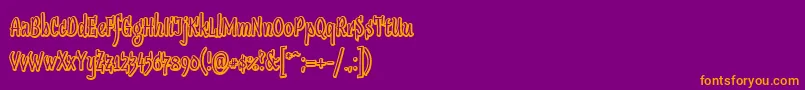 Sudegnakno2-fontti – oranssit fontit violetilla taustalla