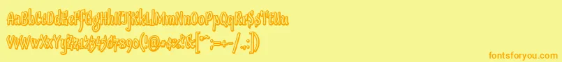 Sudegnakno2-fontti – oranssit fontit keltaisella taustalla