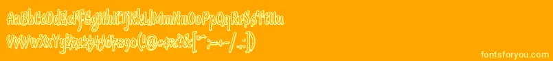 Sudegnakno2-Schriftart – Gelbe Schriften auf orangefarbenem Hintergrund
