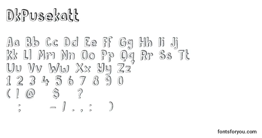A fonte DkPusekatt – alfabeto, números, caracteres especiais