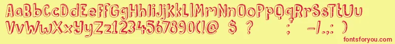 DkPusekatt Font – Red Fonts on Yellow Background