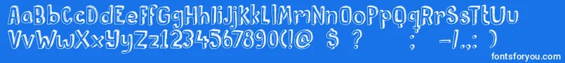 DkPusekatt Font – White Fonts on Blue Background