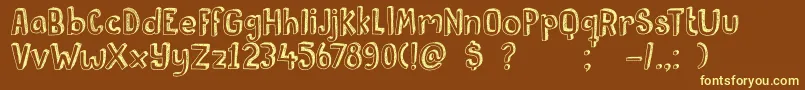 DkPusekatt Font – Yellow Fonts on Brown Background