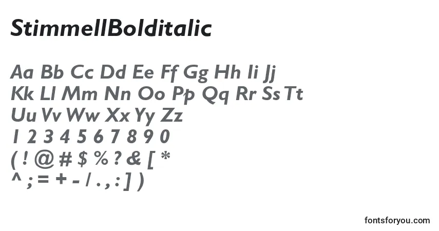 Schriftart StimmellBolditalic – Alphabet, Zahlen, spezielle Symbole