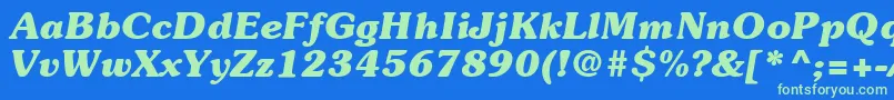 ItcSouvenirLtBoldItalic Font – Green Fonts on Blue Background