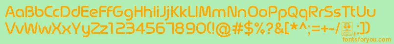 フォントMagettasRegularDemo – オレンジの文字が緑の背景にあります。