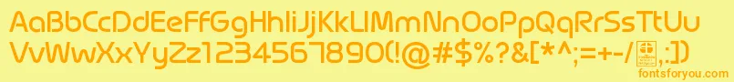 フォントMagettasRegularDemo – オレンジの文字が黄色の背景にあります。
