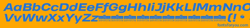 HeadingProWideExtraboldItalicTrial Font – Blue Fonts on Orange Background