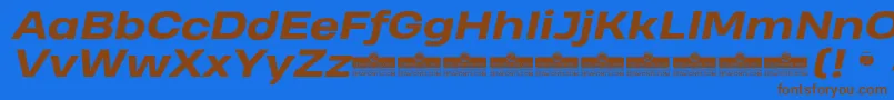 HeadingProWideExtraboldItalicTrial Font – Brown Fonts on Blue Background