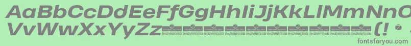 HeadingProWideExtraboldItalicTrial-Schriftart – Graue Schriften auf grünem Hintergrund