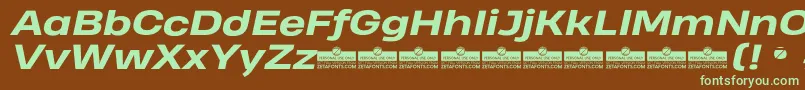 HeadingProWideExtraboldItalicTrial Font – Green Fonts on Brown Background