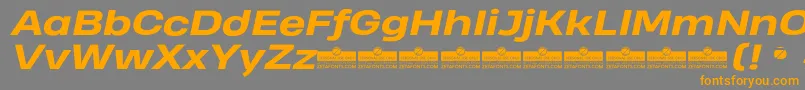 HeadingProWideExtraboldItalicTrial-Schriftart – Orangefarbene Schriften auf grauem Hintergrund