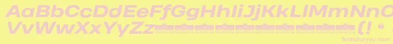 HeadingProWideExtraboldItalicTrial Font – Pink Fonts on Yellow Background