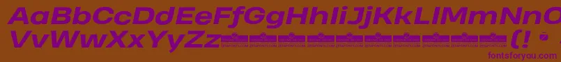 HeadingProWideExtraboldItalicTrial Font – Purple Fonts on Brown Background