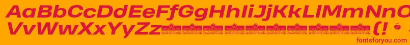 HeadingProWideExtraboldItalicTrial Font – Red Fonts on Orange Background