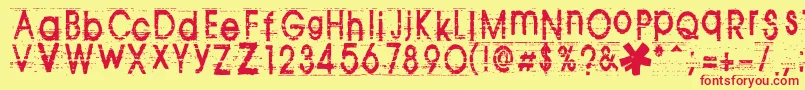 TomViolence Font – Red Fonts on Yellow Background