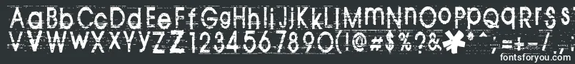 TomViolence-fontti – valkoiset fontit mustalla taustalla