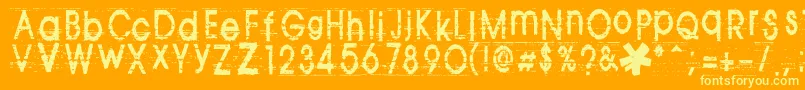 TomViolence Font – Yellow Fonts on Orange Background